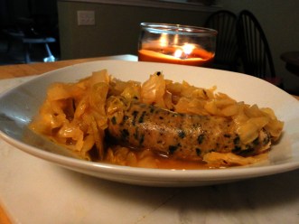 Tangy Cabbage and sausage