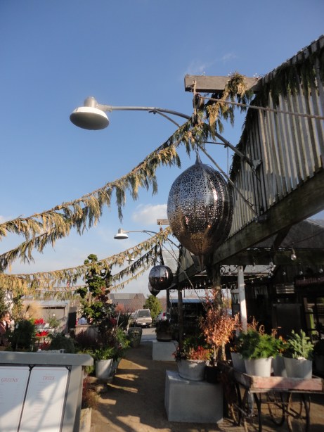 Garland and lanterns decorating the air