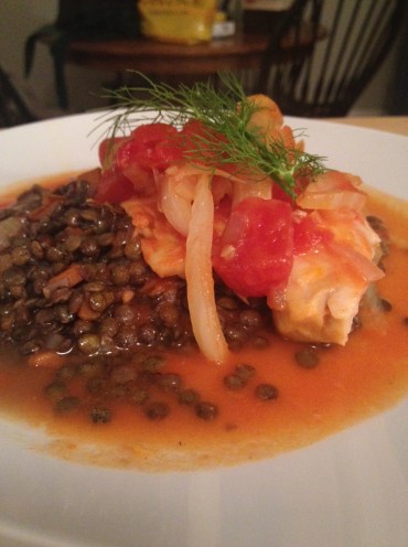 Cod, lentils, tomato, fennel and saffron - simple, delicious and inspiring