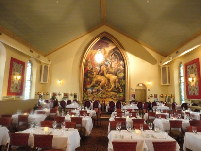 The old church sanctuary transformed into the posh dining room