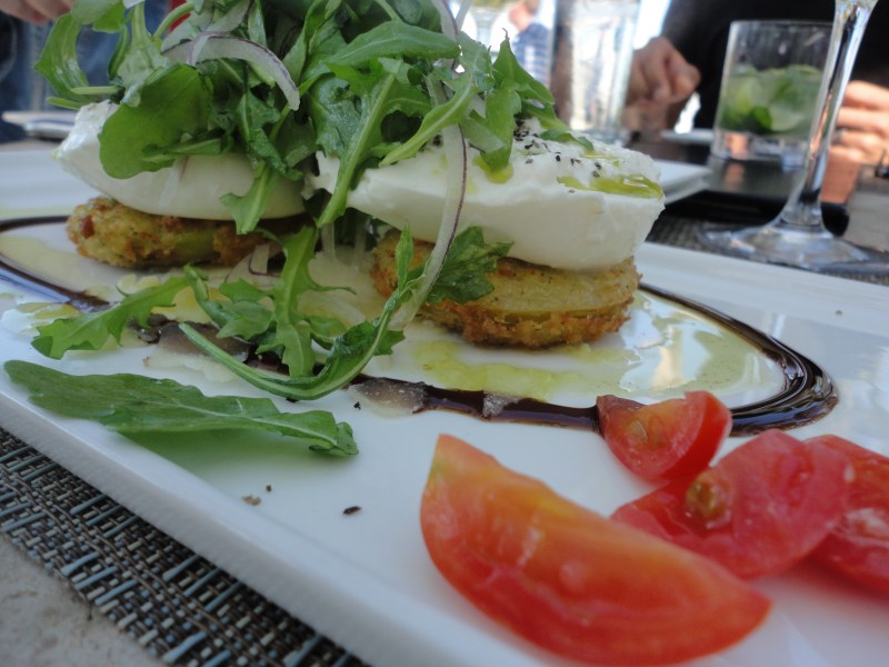Oh my Burrata! This was GOOD. Cheese filled with cheese? Plus fried green tomatoes? YES, please!