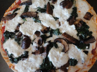 Pizza with spinach (also a CSA item) and ricotta