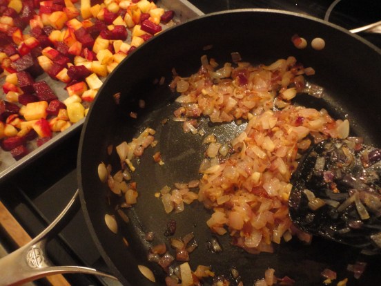 Root veggies and caramilzed onions - a dynamic duo