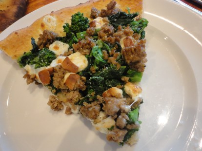 Smoked mozzarella (house made of course), broccoli rabe (perfectly cooked) and sausage. Simple goodness.