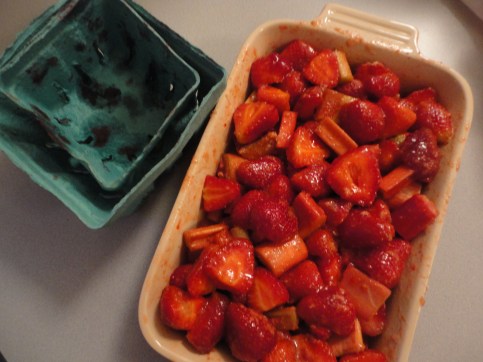 Strawberries and rhubarb - both from my CSA
