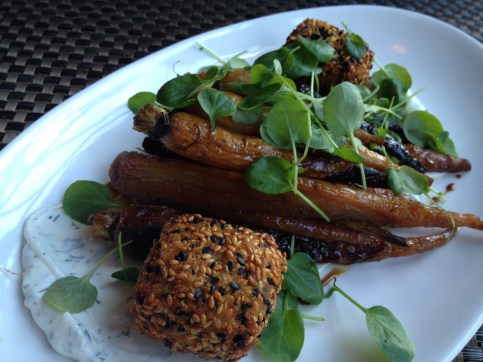 Roasted carrots with sesame encrusted goat cheese = the best thing I have eaten in a long time