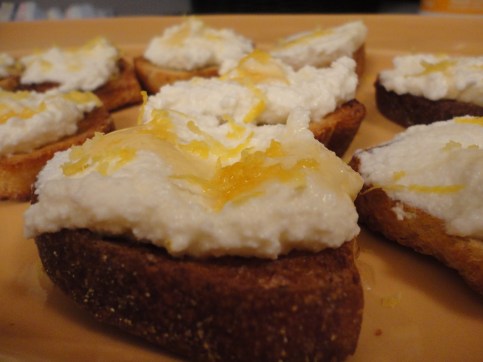 Lemon Ricotta Bruschetta with Honey