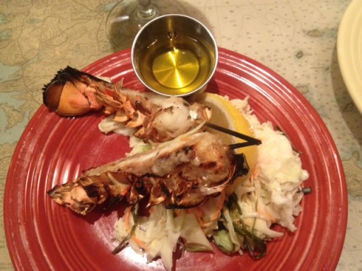 Grilled split tails with clarified butter - ON A STICK