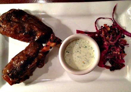 Punisher Pig Wings habanero-cholula sauce, bacon-jalapeno coleslaw  and cilantro-buttermilk ranch